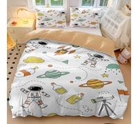 Kids Astronaut Duvet Cover Set Single Cartoon Universe Adventure Space Theme Bedding Set with 2 Pillowcases (style4,King 240x220cm+65x65cm*2)