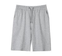 Kids Athletic Shorts Summer Cycling Bermuda Elastic Waist Knee Length Sportswear Gym Sweat Short Pants Drawstring Running Half Trousers Stretchy Tracksuit Breathable Clothes (Grey, 13-14 Years)