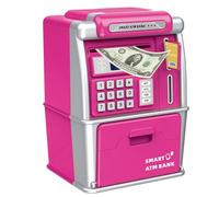 Kids ATM Bank by Zunetsutock - Electronic Money Box Motword Lock, Fun Learning Tool | Novelty Pretend to Play Auto Cash Slot Machine, Birthday Gift, Girls Boy
