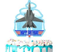 Kids Aviation Theme Birthday Cake Topper - Jet Fighter & Cloud Decor for Boys & Girls, Perfect for Pilot Bash & Military Airplane Birthday Celebrations Supplies (03)