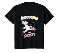 Kids Awesome Since 2021 Funny Unicorn Birthday Retro T-Shirt