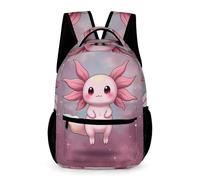 Kids Axolotl Daypack 9-13 Years Kids for Boys Kawaii Salamander School Bag for Girls Years 1-3 Lightweight Printed Rucksack Daily Items Bottle Weekend Travel Outdoor
