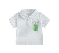 Kids Baby Boy Polo Shirt Striped Golf Pattern Button Up Short Sleeve T Shirts Toddler Casual Tee Tops Summer Clothes for Little Boys (Blue Golf Outfit, 3-4 Years)