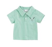Kids Baby Boy Polo Shirt Striped Golf Pattern Button Up Short Sleeve T Shirts Toddler Casual Tee Tops Summer Clothes for Little Boys (Green Golf Clothes, 18-24 Months)