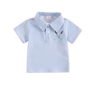 Kids Baby Boy Polo Shirt Striped Golf Pattern Button Up Short Sleeve T Shirts Toddler Casual Tee Tops Summer Clothes for Little Boys (Blue Golf Clothes, 2-3 Years)
