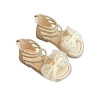 Kids Baby Girl Sandals Fashion Rhinestone Bow Roman Sandals Dress Princess Shoes Little Kid / Big Kids, beige, 7 UK Child