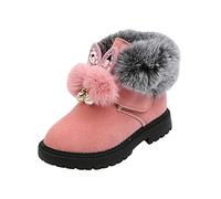 Kids Baby Girls Warm and Soft Princess Shoes Fashion Hairball Cotton Boots Snow Boots Toddler Boy Size 6 (Pink, 7 Toddler)
