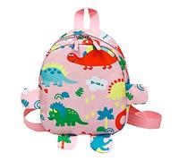Kids Backpack Boys Girls Cute Cartoon Dinosaurs School Bag Toddlers Canvas Rucksack Book Bag Outdoor Back to School Daypack Childrens Dinosaur Backpacks (Pink, One Size)