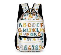 Kids Backpack for School, Alphabet And Numbers Dino Pattern Students Bookbags School Bags Girls Boys, Alphabet and Numbers Dino, One Size, Classic