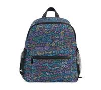 kids backpack girls with name tag Blue Cartoon Mathematical Formulas