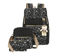 Kids Backpack School Bag Set - Girls Boys Waterproof Bookbag Rucksack Daypack 3 Piece Set with Crossbody Bag, Pencil Case or Phone Bag for Teenage Primary Secondary Junior High School (Black)