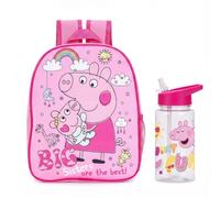 Kids Backpack & Water Bottle Set - Nursery & Preschool School Bag with 450ml Leakproof Drinks Bottle, Lightweight Day Bag, Value School Set for Boys & Girls (Peppa Pig)