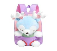 Kids Backpack With Soft Plush Toy, 22x26cm Reindeer Doll, Removable Cuddly fluffyss Plush, Soft Animal Children's Backpacks, With Adjustable Straps, Perfect For Daycare, Travel & Kids Aged 1-3