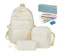 Kids Backpacks For Girls 3 Piece Split School Bag with Polka Dots, Light Yellow, Se référer au descriptif, Refer to description