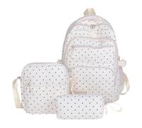 Kids Backpacks For Girls 3 Piece Split School Bag with Polka Dots, white, Se référer au descriptif, Refer to description