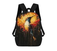 Kids Backpacks Radiant Flight Contemporary Expressionist Hummingbird Backpack School Backpack Children School Bag Travel Rucksacks Book Bags 3D Printed Backpack for Kids Boys And Girls 17inch