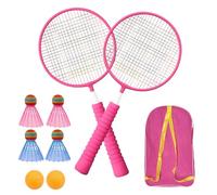 Kids Badminton Set, 1 Pair Kids Badminton Racket, Includes 2 Pink Rackets, 4 Shuttlecocks, 2 Ping Pong Balls and 1 Storage Bag, Kid and Teenager Friendly, Great for Indoor and Outdoor Play