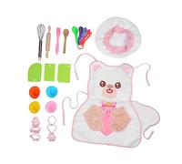 Kids Baking Set Wooden Cooking Toy Kit with Apron Hat Rolling Pin Wooden Spoon Brush for Toddler Boys Girls Ages 3 to 12 Christmas Birthday Gift