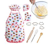 Kids Baking Sets for Girls, Food-Grade Heat Resistant Chef Set | Multifunctional Chef Costume Set with Adjustable Apron, Baking Tools Kit for Culinary Skills, Fun