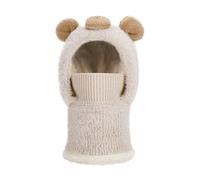 Kids Balaclava Thermal Winter Hat 4-12 Years, Windproof Knit Warm Hood Hat Face Cover Ski Mask Neck Warmer with Fleece Lining Snood Hats Scarf Set for Boys Girls Outdoor Sports Cycling #0110A