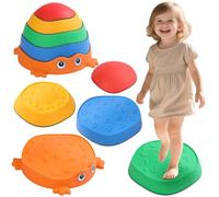 Kids Balance Stepping Stones 5 PCS Sensory Stones Kids Balance Beam with Non-slip Surface & Bottom Stackable Balance Blocks Gifts for Toddler Obstacle Course Balance Board for Indoor Outdoor