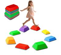 Kids Balance Stepping Stones 8 PCS Sensory Stones Non-Slip Stackable Balance Sensory Toys for Autism Obstacle Course Garden Outdoor Indoor Games for Toddlers Encourage Balance & Sensory Motor Skills