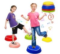 Kids Balance Stepping Stones with Light & Music 5pcs, Non-Slip Stackable Balance Blocks Toy Obstacle Course Indoor Outdoor Toddlers Sensory Exercise Toys