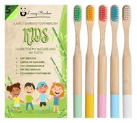 Kids Bamboo Toothbrushes (5 Pack) | Organic & Biodegradable | BPA Free Soft Bristles Toothbrushes | Eco-Friendly,Natural Bamboo Toothbrush Set | Charcoal Wooden Toothbrush