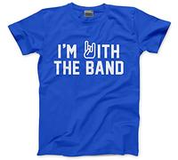 Kids Band Tee - I'm with The Band Kids T-Shirt Rockstar Star Rock and Roll Indie Guitar Bass Drums Fan Festival Childrens Gig Concert Blue Age 12-13