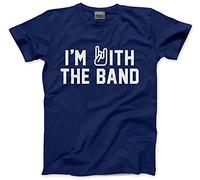 Kids Band Tee - I'm with The Band Kids T-Shirt Rockstar Star Rock and Roll Indie Guitar Bass Drums Fan Festival Childrens Gig Concert Navy Age 3-4