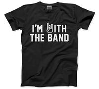 Kids Band Tee - I'm with The Band Kids T-Shirt Rockstar Star Rock and Roll Indie Guitar Bass Drums Fan Festival Childrens Gig Concert Black Age 12-13