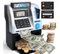 Kids Bank ATM Piggy Bank for Kids - Electronic Digital Money Counter with Code Lock - Mini ATM Machine for Real Money - Smart Savings Bank with LCD Display