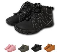 Kids Barefoot Shoes Winter, Fur Lined Waterproof Barefoot Shoes Minimalist Zero Drop Sole Cotton Boots, Barefoot Hiking Walking Shoes (Black,28)