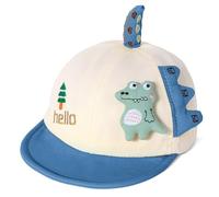 Kids' Baseball Cap Short Brim Children Sun Hat Soft Breathable Cute Dinosaur Print Adjustable Summer Outdoor Hat for 0-3 Years White-Blue
