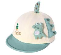 Kids' Baseball Cap Short Brim Children Sun Hat Soft Breathable Cute Dinosaur Print Adjustable Summer Outdoor Hat for 0-3 Years White-Green