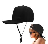 Kids Baseball Cap with Chin Strap Boys Girls Adjustable Snapback Caps Trucker Hat Child UV Protection Hat Windproof Summer Sports Hat for Beach Running Black