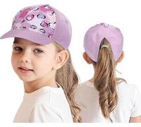 Kids Baseball Cap with Ponytail for 3-8 Years Girls Boys Adjustable UV Protection Summer Hat Golf Sun Visor Hat Tennis Cap