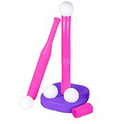 Kids Baseball Set Toddler Tball Stand With Soft Baseballs Plastic Bat Outdoor Toys For Children Ages 35 Early Sports Training (A, One Size)