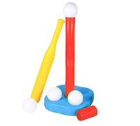 Kids Baseball Set Toddler Tball Stand With Soft Baseballs Plastic Bat Outdoor Toys For Children Ages 35 Early Sports Training (Red, One Size)