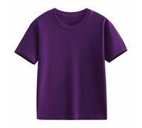 Kids Basic Plain T Shirts Crew Neck Short Sleeve Tshirts Boys Girls Cotton Solid Classic Fit Tee Summer Casual Top School PE Activity Shirt Fashion Sweatshirts (Purple, 3-4 Years)