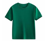 Kids Basic Plain T Shirts Crew Neck Short Sleeve Tshirts Boys Girls Cotton Solid Classic Fit Tee Summer Casual Top School PE Activity Shirt Fashion Sweatshirts (Green, 4-5 Years)