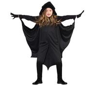 Kids Bat Costume Boys Girls Vampire Wing Cape Gloves Set Wizard Witch Cape Bat Wing Hoodie Halloween Fancy Dress Outfit Funny Animal Cosplay Costume Accessory for Carnival Prom Dancing Parties