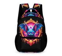 Kids Bat Design Rucksack 6-12 Years School Kids for Boys and Girls Gothic Theme School Bag Year 6 Lightweight Printed Daypack Books Water Bottle Weekend Travel Outdoor