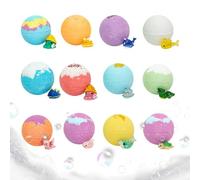 Kids Bath Ball - 12 Pieces Natural Safe Colorful Bathbomb With Toys Inside | Kids Water Game Set For Girls Sons Friends Bathtub Family Time Garden Pool Home Play