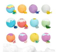 Kids Bath Ball - Twelve Piece Set, Natural Safe Colorful Bath Design, Hidden Toy Surprise Inside, Gentle Fizz Effect | Ideal For Bathtub Family Time Garden Pool Home Playtime Swimming Fun