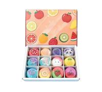Kids Bath Balls, Fruit-Shaped Design, 1 Set/12 Pieces, Kids Shower Bom.bs, Bubble Bath Balls, Gentle Skin Friendly Formula, for Bathtub Bathroom Spa Party Hotel Vacation Daycare Center