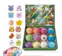 Kids Bath Bombs Set - Twelve Piece Bubble Bath Fizz Balls, Natural Ingredient Colorful Soaking Bombs, Surprise Toy Inside Glow Effect Design, Gentle Skin Care Formula | Easter Party Gift Fun Bathing