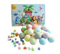 Kids Bath Bombs - Surprise Animal Toy Inside Bombs, 24 Piece Fizzy Bubble Set, 60g Individual Unit Fruit Scent Blend, Phthalate Free Synthetic Compound for Youth Birthday Party Bag Filler