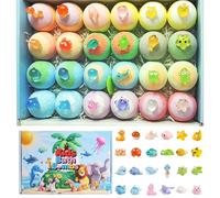 Kids Bath Bombs with Toys Inside - 24 Pack Natural Bath Bombs with Glow-in-the-Dark Ocean Animal, Child-Friendly Scents for Fun Shower Time.