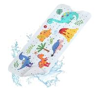 Kids Bath Mat Non Slip Fun Dinosaur Print - 100x40cm Extra Long Baby Bath Mat Anti Mould, Machine Washable Bathtub Mat with Suction Cups for Secure Grip, Easy Clean & Fast Drying